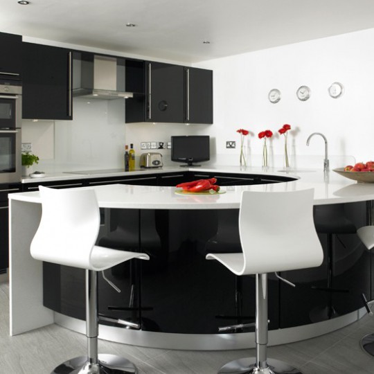 Дизайн черно-белой кухни