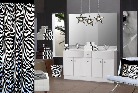 Принт зебры в интерьере ванной комнаты