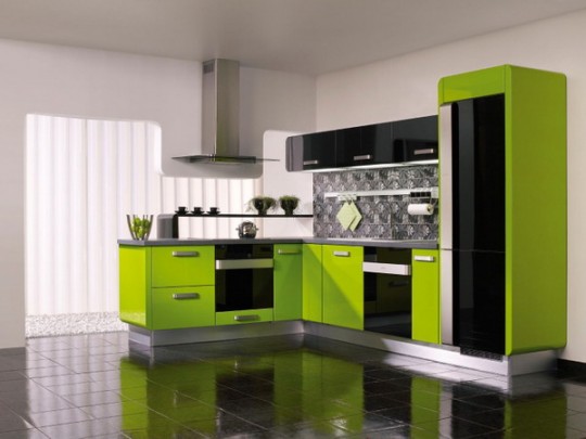 Яркие цвета мебели для кухни 