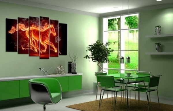 Картина на зеленой кухне 