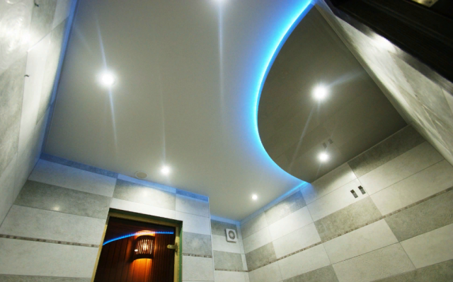 Натяжной потолок в туалете: дизайн, отзывы и фото