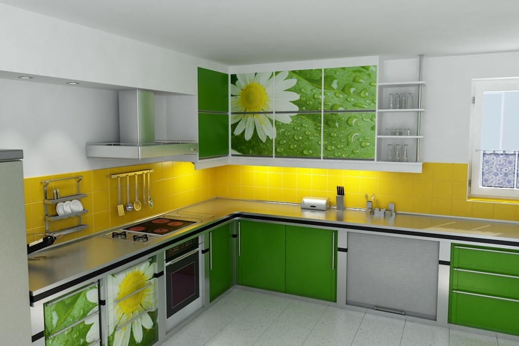 Цветовое сочетания с зеленой кухней