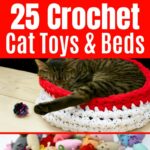 Crochet cat toy collage