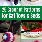 Crochet cat toy collage