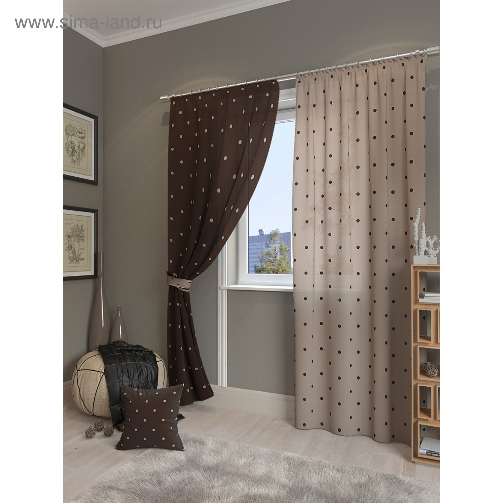  шторы в интерьере спальни: Бежевый цвет для штор и интерьера .