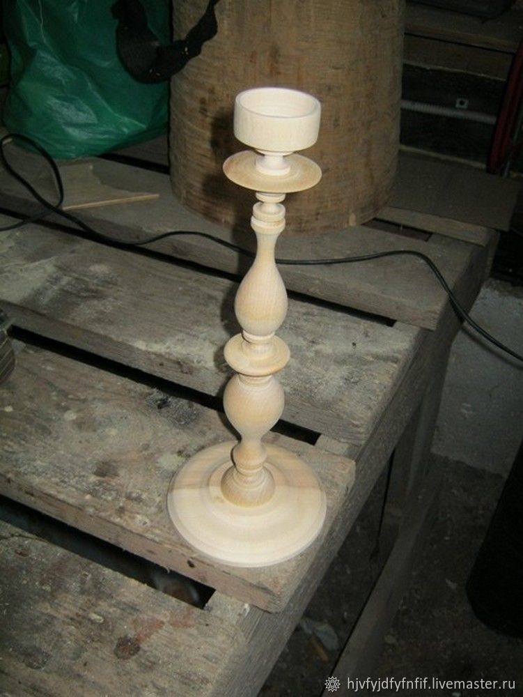 Процесс создания деревянного подсвечника с металлическими, травлёнными декорами, фото № 2