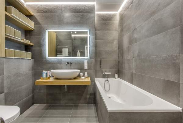 Красивая ванная комната - фото дизайн в стиле хай тек