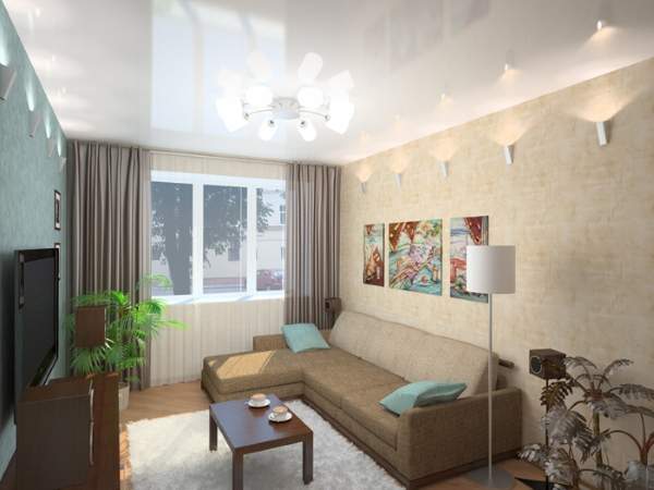 Дизайн маленьких квартир хрущевок - интерьер зала в однокомнатной квартире