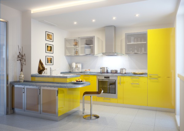 фасад кухни жёлтого цвета 