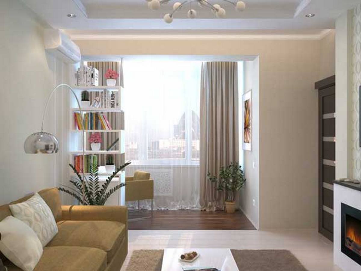 дизайн гостиной комнаты с балконом фото 