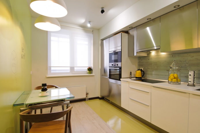 рулонная штора в кухне в стиле минимализм