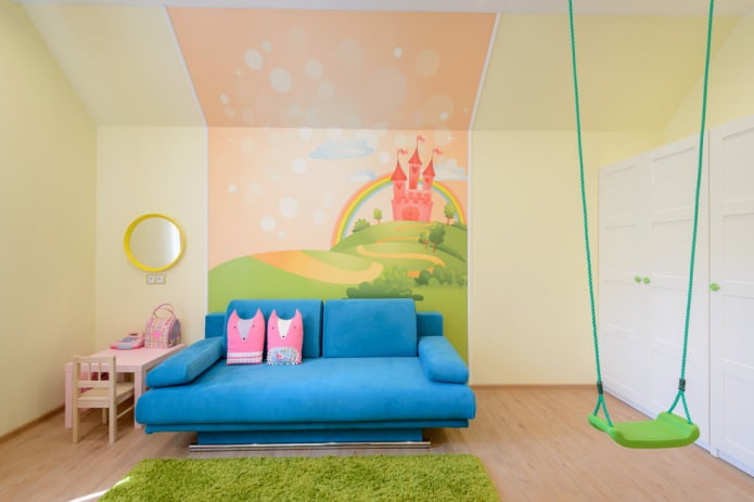 интерьер детской комнаты девочки с фотообоями