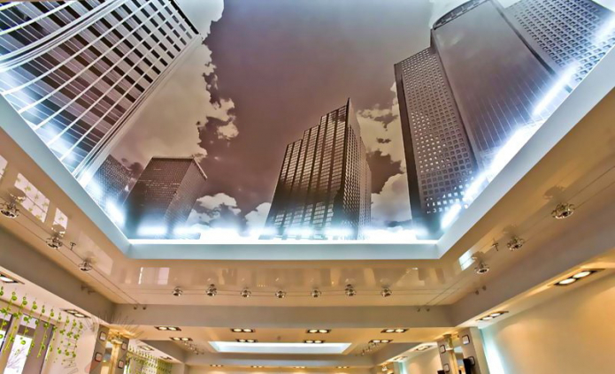 потолок с изображением панорамы города