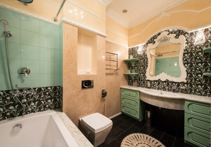 штукатурка в интерьере ванной в классическом стиле