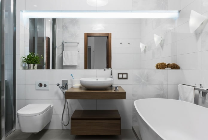 ванная в белых тонах в современном стиле
