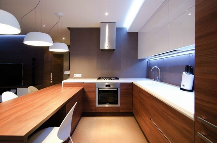 освещение в интерьере кухни в минималистичном стиле