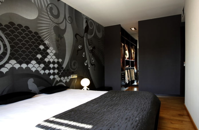 дизайн интерьера спальни в черных тонах