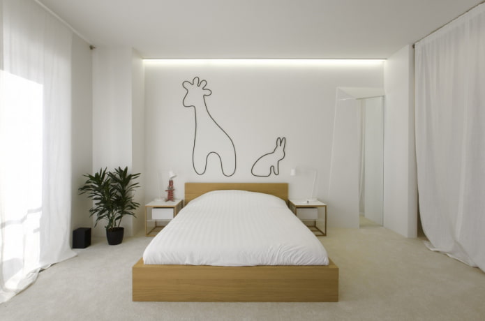 декор в интерьере спальни в минималистичной стилистике