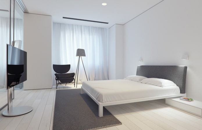 интерьер спальни в минималистичной стилистике