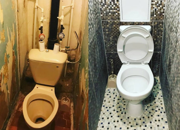 Фото до и после ремонта туалета
