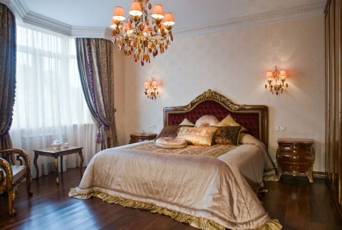 освещение в спальне в классической стилистике