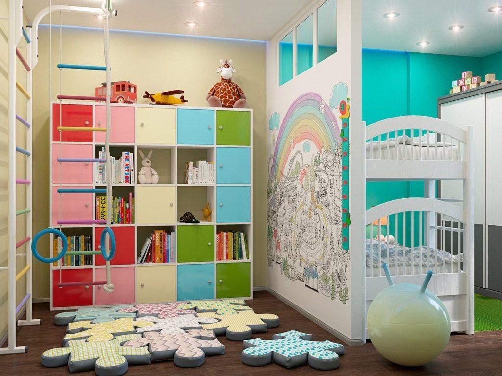 Дизайн детской комнаты для двух разнополых детей общие места