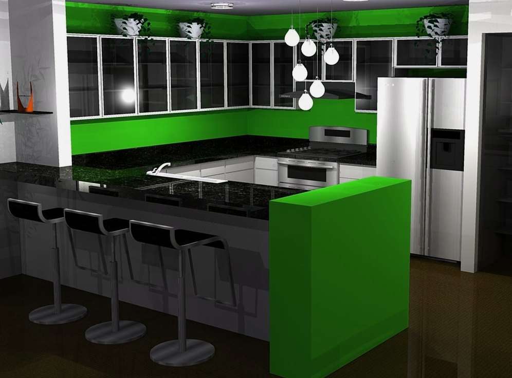 современная зеленая кухня