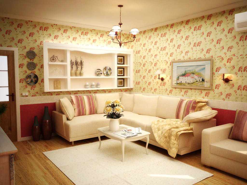 идея красивого дизайна прованс в гостиной комнате