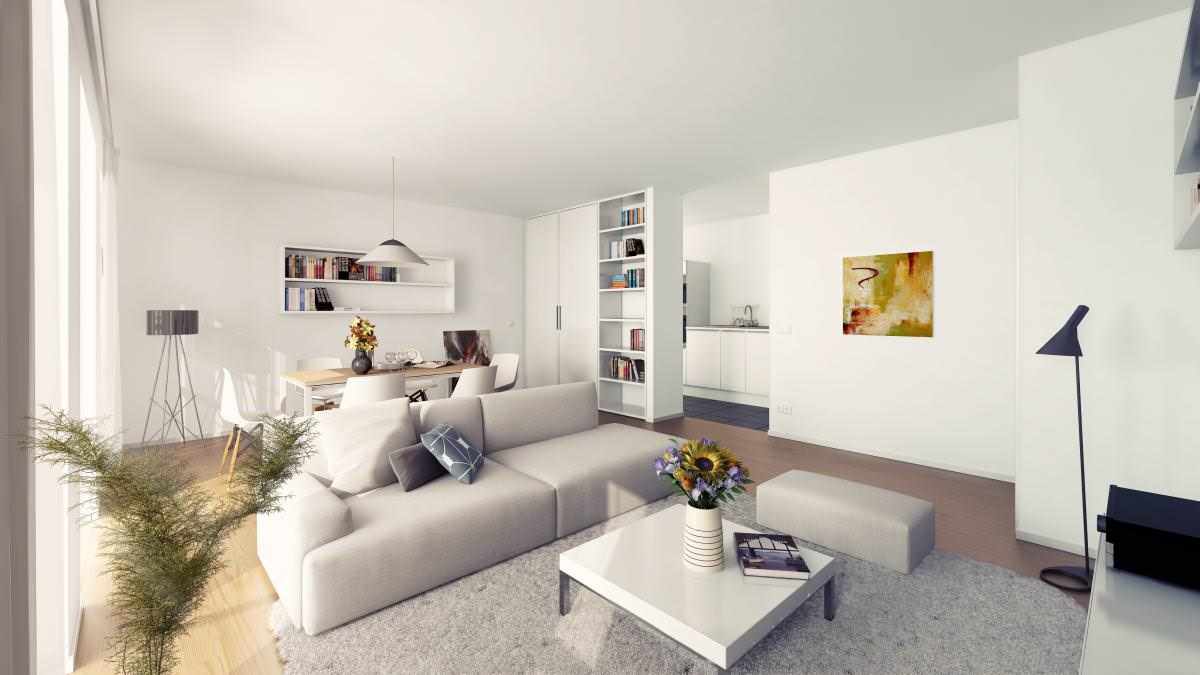идея применения красивого интерьера гостиной комнаты в стиле минимализм