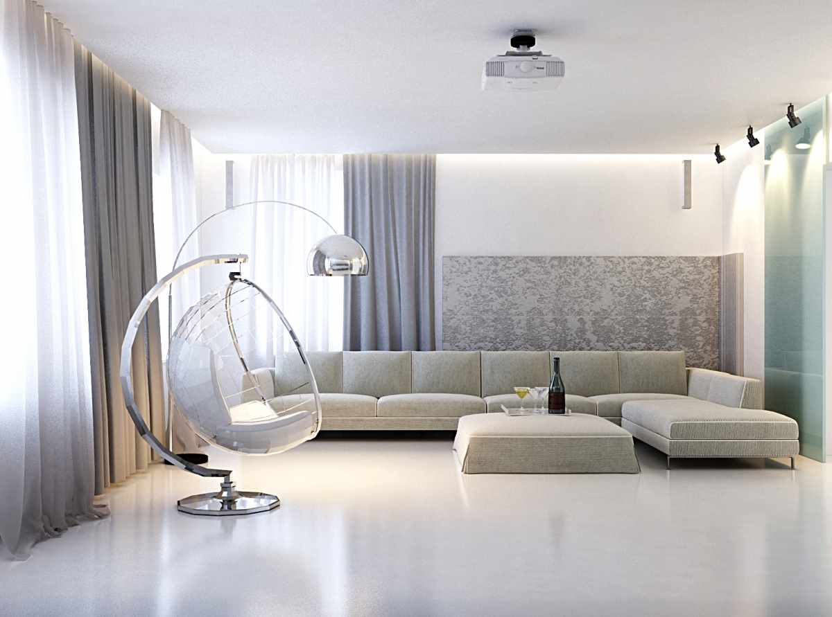 пример использования необычного декора гостиной комнаты в стиле минимализм