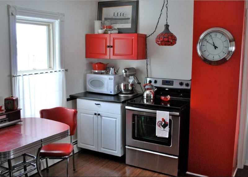 Красный цвет в интерьере кухни 3 на 3 метра