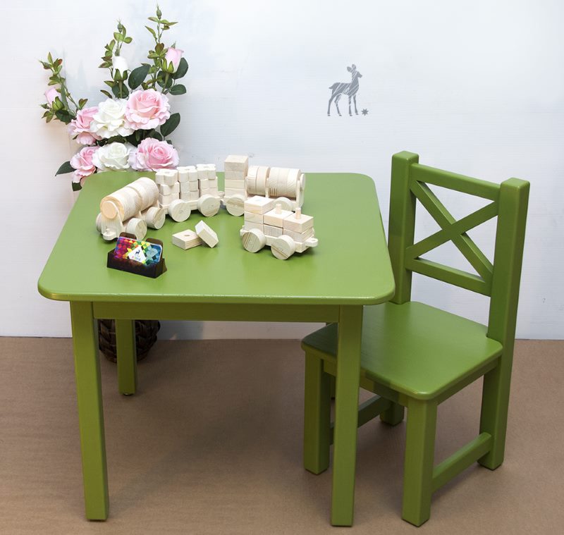 Детская мебель зеленого цвета для кухни