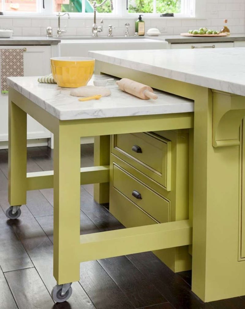 Выдвижной стол в кухне дизайна 2019 года