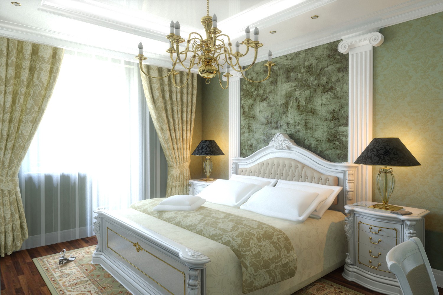 спальня в классическом стиле декор