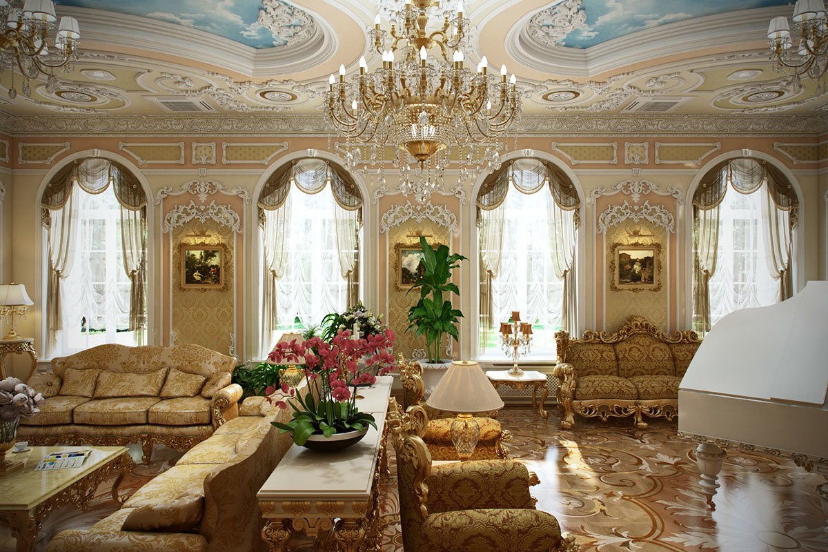 гостиная в стиле барокко дизайн фото