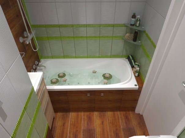 ванная зеленая с белым
