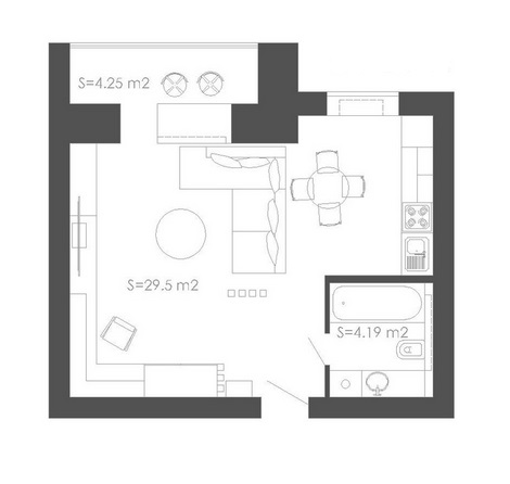план схема однокомнатной квартиры 40 кв м