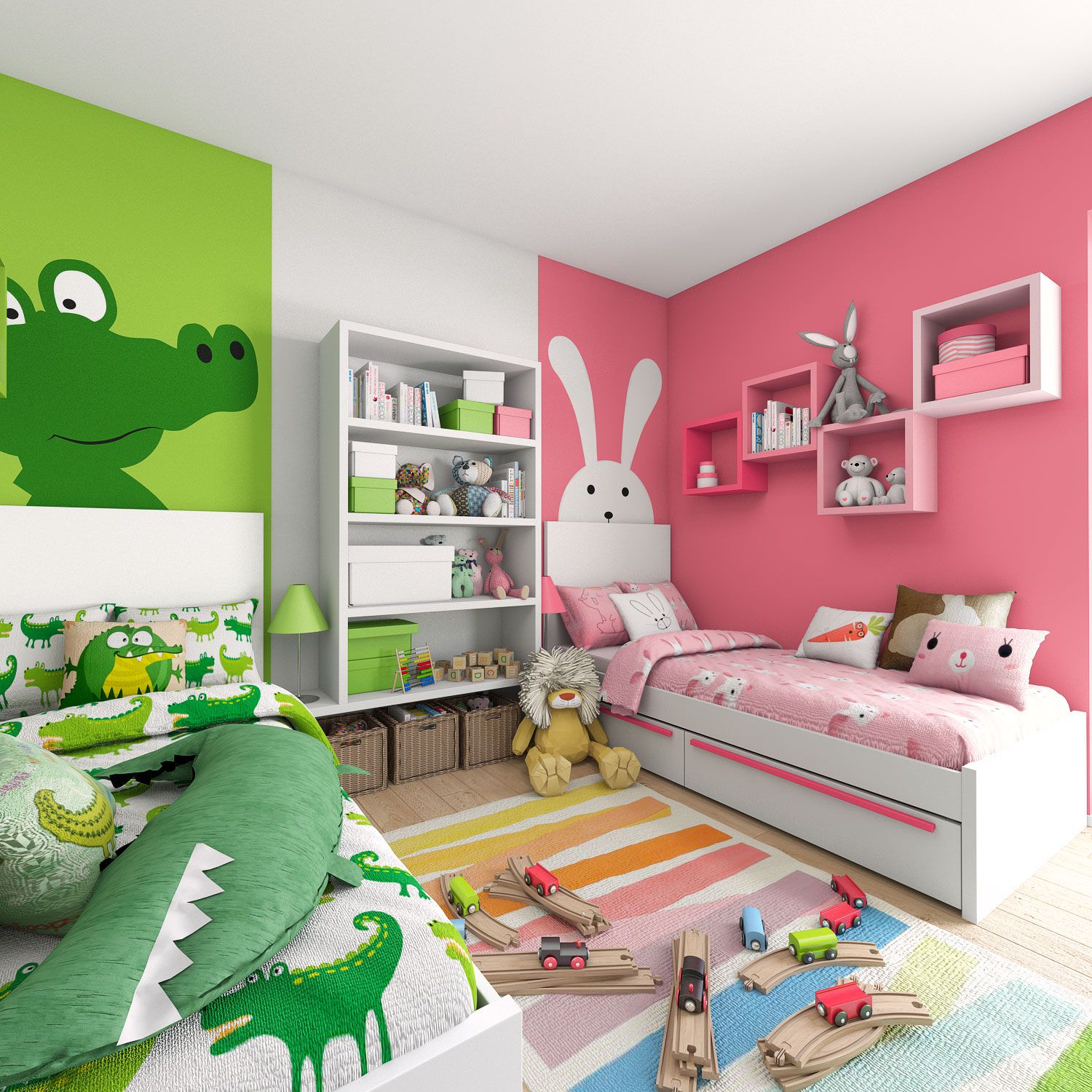 Дизайн маленькой детской комнаты для двоих разнополых детей: Детская .
