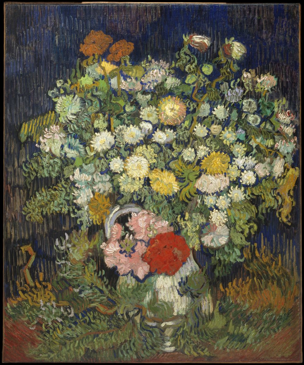 Винсент Ван Гог. Хризантемы и дикие цветы в вазе.