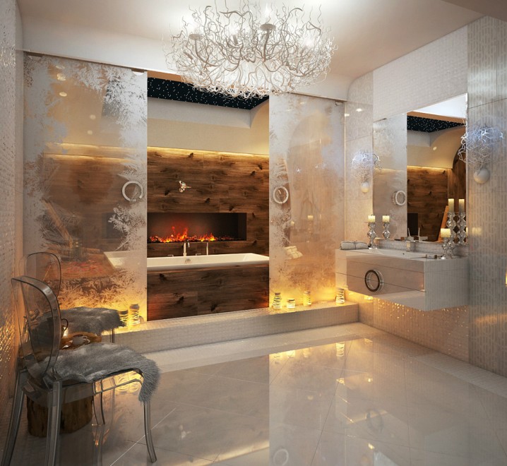 Роскошный дизайн интерьера ванны класса люкс