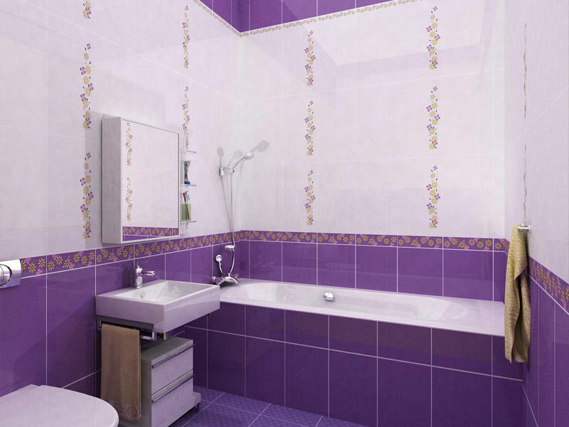 Фиолетовая ванная комната красива, эффектна, оригинальна, стильна