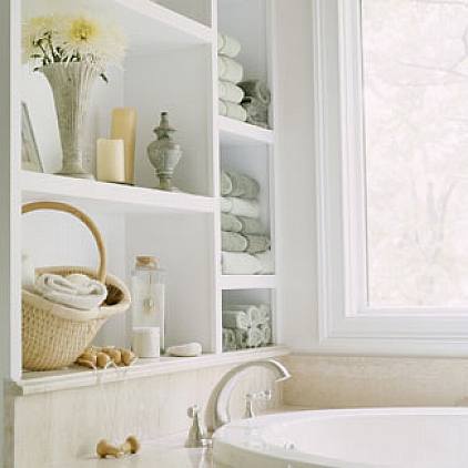 Modern-bathroom-white-shelf-with-towel-bar