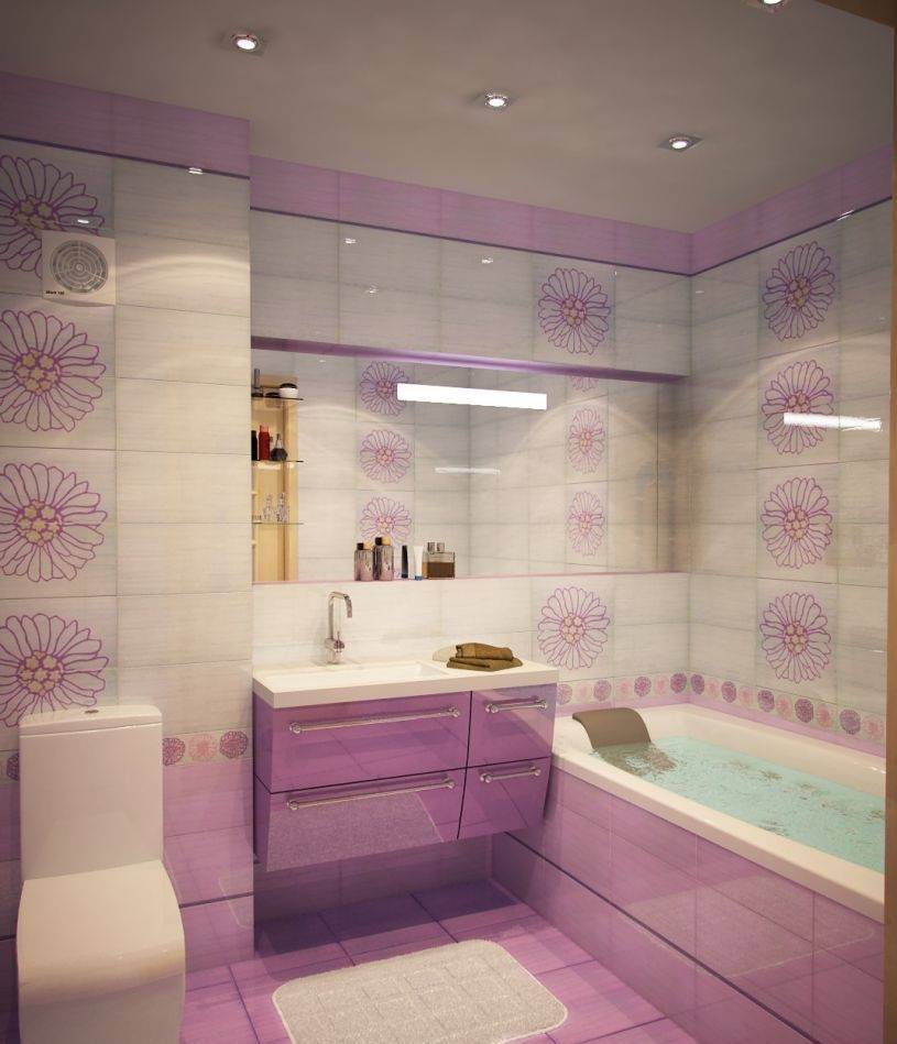 Дизайн ванной комнаты сиреневого цвета