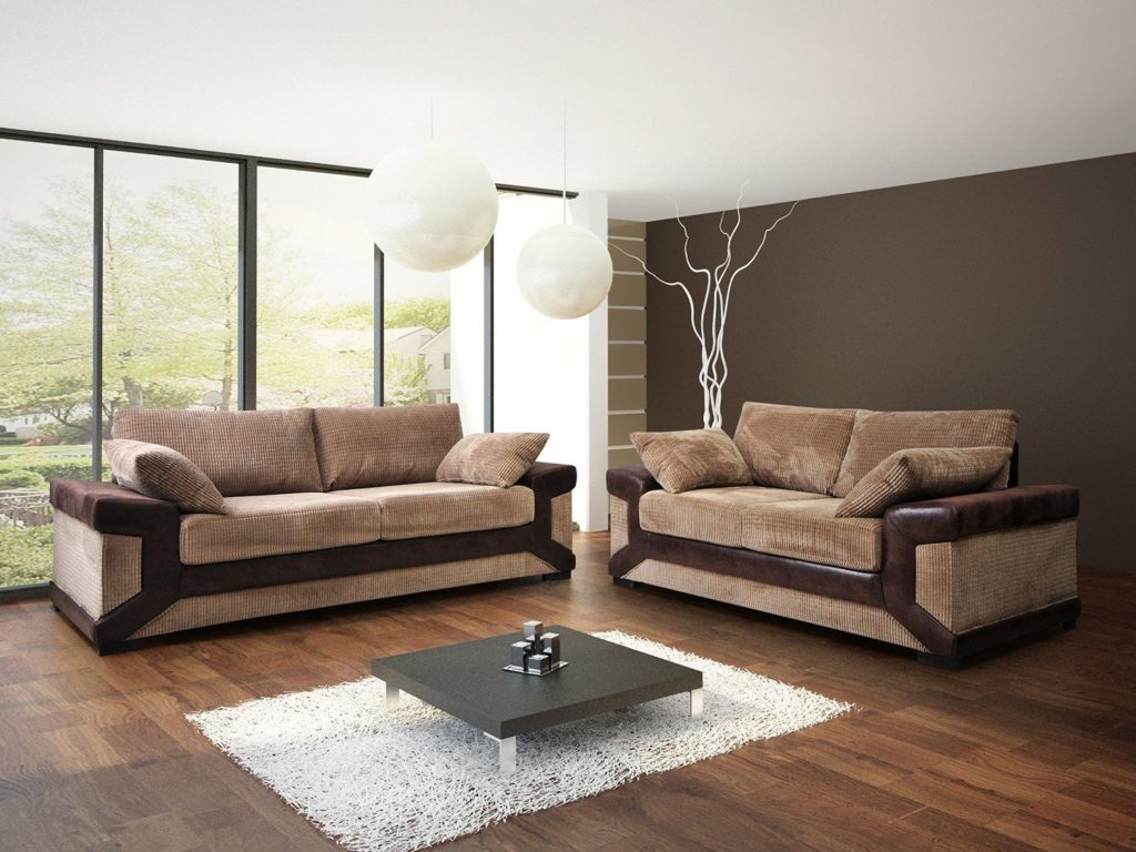 Два комбинированных дивана коричневого цвета