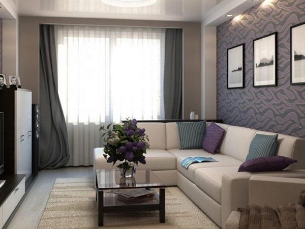 Уютная гостиная спальня в серых тонах