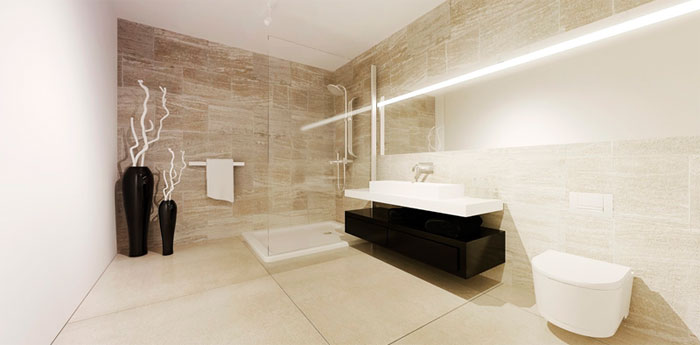 Современный минимализм ванной комнаты