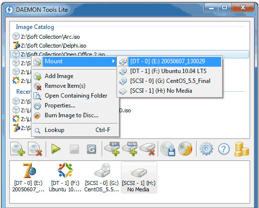 Открытие образов mdf в Daemon Tools Lite