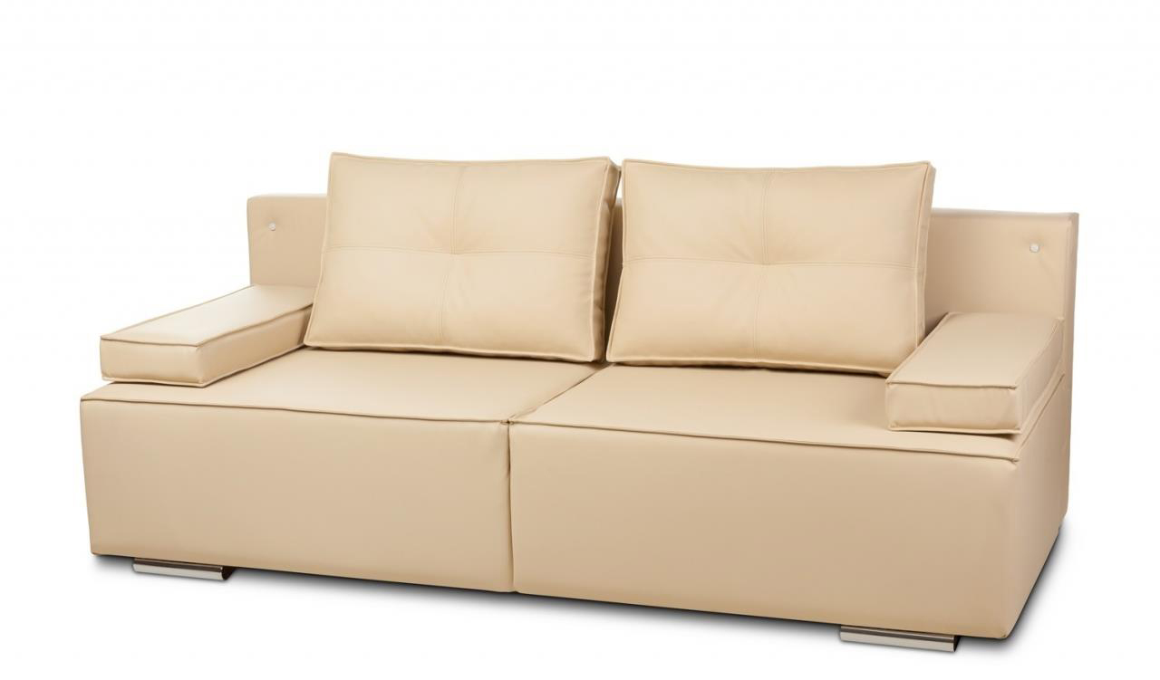 Кремовый кожаный диван