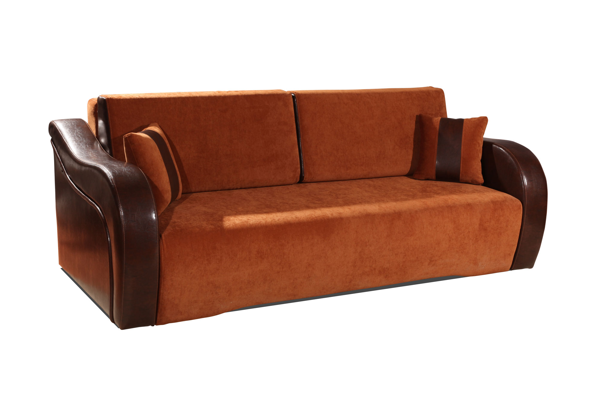 Коричневый диван с обивкой из ткани и кожи