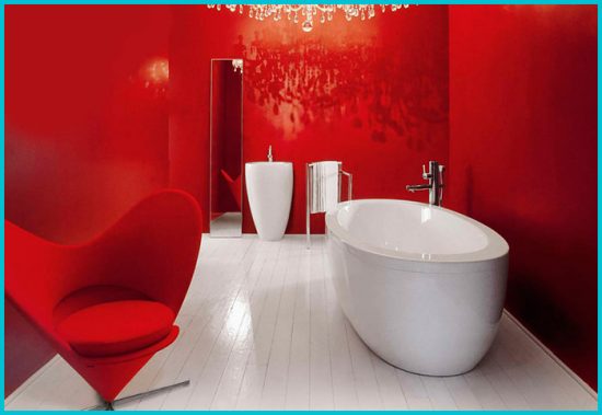 Дизайн ванной в красных тонах